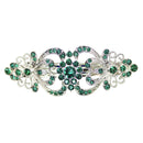 Faship Gorgeous Green Crystal Hearts And Floral Hair Barrette Faship
