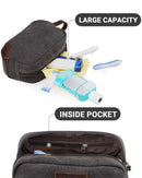 emissary Men's Toiletry Bag Leather and Canvas Travel Toiletry Bag Dopp Kit for Men Shaving Bag for Travel Accessories (Gray) emissary