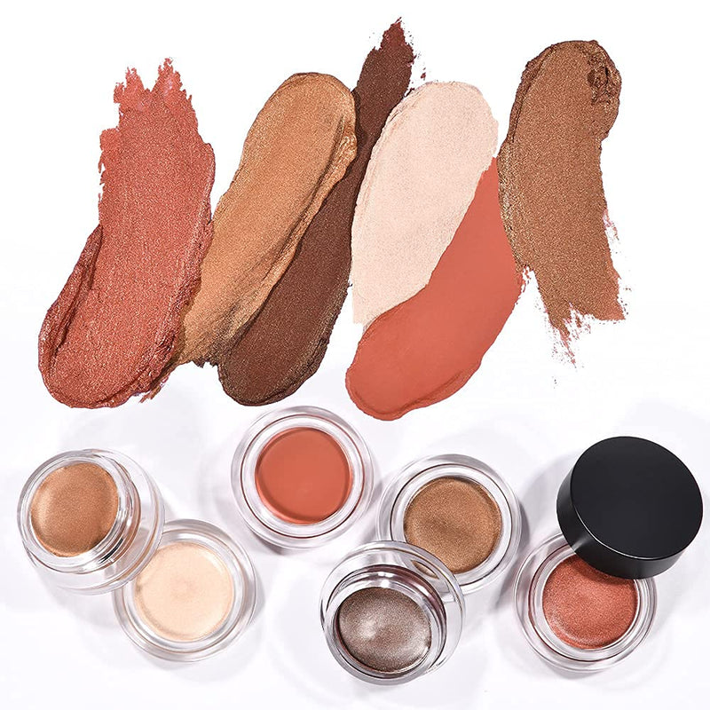 LUXAZA 6 PCS Neutral Brown Cream Eyeshadow Set, Shimmer and Matte Cream Eye Shadows,High Pigmented Metallic Creamy Smoky Eyeshadow Longwear Waterproof Eye Makeup LUXAZA