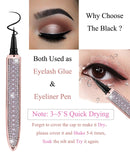 Eyelash Glue Pen Latex-Free Lash Glue Liner Self-Adhesive Eyeliner Pen 2 in 1 Eye Liner Pen lash Glue Pen Strong Hold Waterproof Eyelash Glue for False Lashes (1P，Black） CMNRO