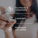 Biodegradable Dental Floss Refills 2-pack | For Refillable Glass Holder | Naturally Waxed With Candelilla Wax | 100% Compostable | Natural Silk Spools of 66 yds/60m | Eco-Friendly Zero Waste Oral Care TreeBird Eco Dental