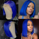 Short Bob Wigs Royal Blue T-Part Lace Front Human Hair Wigs Middle Part Pre Plucked Hairline with Baby Hair,Straight Brazilian Real Human Hair Lace Part Bob Wigs for Women Bleach Knots 180% Density 8" Ubetta Store