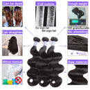 10A Brazilian Virgin Hair Body Wave 3 Bundles 24 24 24 inch Virgin Human Hair Bundles Brazilian Hair Weave Total 300 Grams Natural Color SAYAS Store