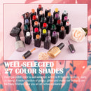 Lavender Violets Gel-Nail-Polish Kit of 27 Colors with Glossy Top Coat Matte Top Coat Base Coat Glitter Solid Color Gel Red Pink Purple and Green Soak-off UV Gel Polish C973 Lavender Violets