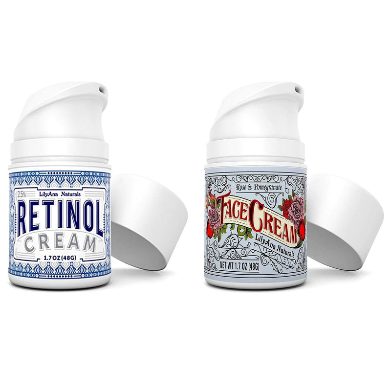 LilyAna Naturals Anti Aging Retinol Cream and Face Cream Bundle 1.07 oz LilyAna Naturals Store
