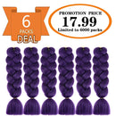 SHUOHAN 6 Packs Ombre Jumbo Braiding Hair Extensions 24 Inch High Temperature Synthetic Fiber Hair Extensions for Braiding (Deep Purple) SHUOHAN