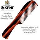 Kent 10T Large all Coarse Hair Detangling Comb, Wide Teeth for Long Thick Curly Wavy Hair. Hair Detangler Comb For Wet and Dry. Rake Comb Saw-Cut from Cellulose and Hand Polished, Handmade in England KENT