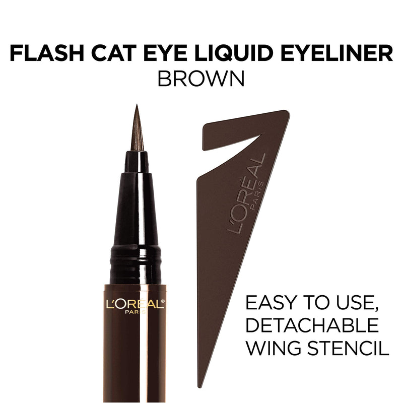 L'Oreal Paris Makeup Infallible Flash Cat Eye Waterproof Liquid Eyeliner, Brown L'Oreal Paris