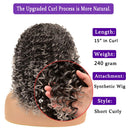 Curly Wigs for White Women - Kinky Curly Afro Wig with Bangs Ombre Gray Color Synthetic Mixed Wigs with 1 Wig Comb and 4pcs Wig Caps YEAME