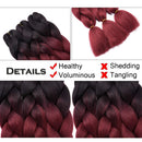 Benehair Jumbo Braiding Hair 24 inch Jumbo Braid Hair Extensions Jumbo Box Braids Crochet Hair Ombre Black to Dark Red for Women Kids Two Tones DIY High Temperature Synthetic Fiber 6 Bundles Benehair Store