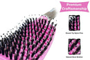Zabolight Premium Vent Boar Bristle Hair Brush Vented Detangling Oversize Hair Brush for Thick Long Curly Hair, Curved Fast Blow Drying Brush for Women & Men (Pink) Zabolight