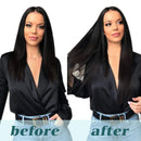 GOO GOO Remy Human Hair Extensions Seamless Clip in Hair Extensions 22 Inch Natural Black 150g 7pcs Thick Hair Extensions Clip in With PU Weft Full Head Natural Real Hair Extensions for Women GOO GOO