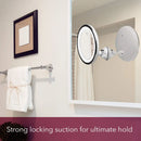 Fancii 10X Magnifying Makeup Mirror with True Natural Light and Locking Suction - 8 inch Large Lighted Travel Vanity Mirror, Dimmable Daylight LEDs, Battery and USB Operated - Luna (Silver) Fancii Store