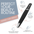 Tweezer Guru Tweezers for Eyebrows - 1 Pack Slant Tip Professional Stainless Steel Eyebrow Tweezers for Women & Men - Great Precision on Brow, Facial Hair & Ingrown Hair (Bold Blue) TWEEZER GURU