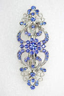 Faship Gorgeous Blue Crystal Hearts And Floral Hair Barrette Faship