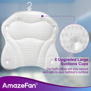 AmazeFan Luxury Bath Pillow, Ergonomic Bathtub Spa Pillow with 4D Air Mesh Technology and 6 Suction Cups, Helps Support Head, Back, Shoulder and Neck, Fits All Bathtub, Hot Tub and Home Spa AmazeFan