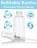 2 oz / 60 ml Clear Plastic PET Boston Round Bottle (BPA Free) with White Treatment Pump (6 pack) JUVITUS