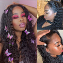 Water Wave Lace Front Wigs Brazilian Human Hair Wig Glueless 13x4 150% Density 12A Water Curly Human Hair Wigs Pre Plucked Natural Hairline With Baby Hair For Black Women (20,13x4 water wave) Zhuomei BEAUTY Store