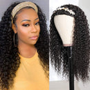 Nadula 10A Malaysian Curly Human Hair Half Wig Malaysian Curly Headband Wigs WEAR WITH OR WITHOUT Headband For Black Women Glueless 3/4 Half Wig 150% Density (26inch) Nadula Store