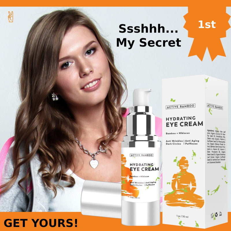 Anti Aging Eye Cream Dark Circles Wrinkles Eye Bags Fine Lines Puffiness. Best Anti Aging Eye Cream Moisturizer for Wrinkles, Crows feet, Puffy Eyes Active Bamboo