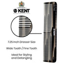 Kent 16T Graphite Double Tooth Hair Dressing Table Comb, Fine/Wide Tooth Dresser Comb For Hair, Beard and Mustache, Coarse/Fine Hair Styling Grooming Comb for Men, Women and Kids. Made in England KENT Store