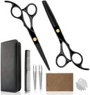 Professional Home Hair Cutting Kit - Quality Home Haircutting Scissors Barber/Salon/Home Thinning Shears Kit with Comb and Case for Men and Women (Black