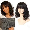 PANEWAY Short Human Hair Wigs with Bangs Brazilian Body Wave Virgin Human Hair Wigs for Black White Women Short Wavy Bob Wigs with Bangs 12 Inch PANEWAY Store