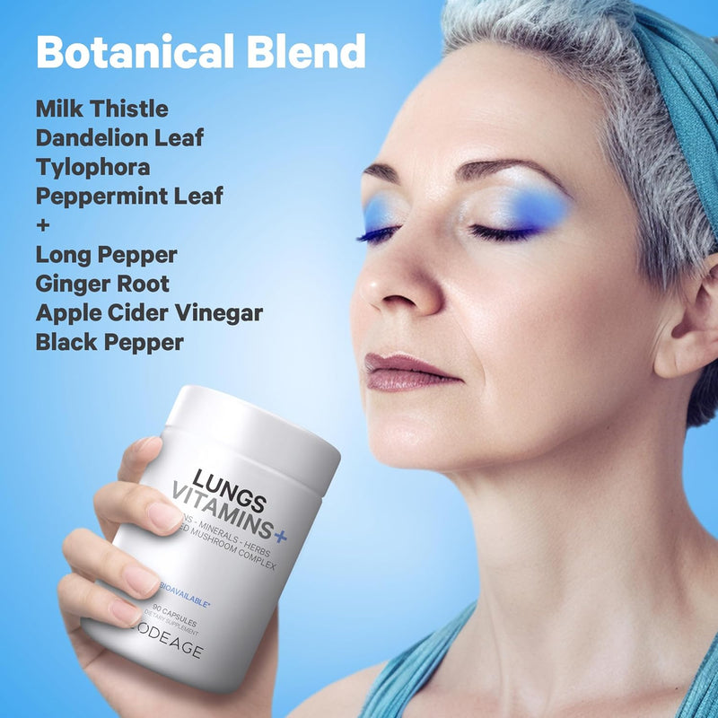 Codeage Lungs Vitamins, A, C, D, E, B6, Milk Thistle Lung Supplement, Zinc & Magnesium, Cordyceps, Reishi, Chaga, Poria, Tylophora, Ginger, Peppermint Leaf Organic Herb Cleanse - Non-GMO - 90 Capsules Infinity Warehouse