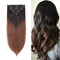 MY-LADY Double Weft 100% Remy Clip in Human Hair Extensions Ombre 2 Tone Color Grade 7A Quality Full Head Thick Long Straight 8pcs 18clips Balayage (22" / 22 inch 160g,Natural Black to Medium Brown) MY-LADY