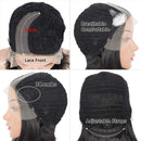 DÉBUT Lace Front Wigs for Black Women Bob Wigs for White Women Synthetic Hair 9.5" 120g Natural Straight Swiss Lace Heat Resistant Fibers Half Hand Tied (Simulated Scalp 9.5", 1B) DÉBUT