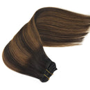 GOO GOO Human Hair Extensions Clip in Balayage Dark Brown to Chestnut Brown 16 Inch 120g 7pcs Remy Clip in Hair Extensions Real Natural Hair Extensions Straight Thick GOO GOO Store