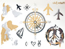 Modern Boho 5 Sheets Metallic Tattoos, Gold/Silver Flash, Wanderlust Collection Modern Boho