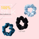 ZIMASILK 100% Mulberry Silk Hair Scrunchies, Best for Women and Girls’Hair.19MM Elastic Hair Bands for Ponytail Holder.Gentle and No hurt.(3 Pack,Light Blue,Black,Peacock Blue) ZIMASILK Store