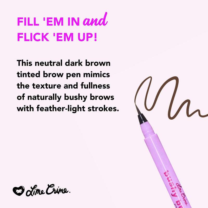 Lime Crime Bushy Brow Precision Pen, Brownie - Neutral Dark Brown Eyebrow Definer and Filler - Adds Texture & Shape - For Full, Natural Brows - Vegan - 0.02 oz… Lime Crime