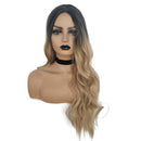 23" Natural Full Wigs Hair Long Wavy Wig Synthetic Heat Resistant (Ombre Brown) Rswsp