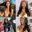 Straight Headband Wig for Women Black 22 Inch Long Straight Headband Wig Premium Synthetic Headband Wig Natural Glueless None Lace Front Wigs with Headbands & Wig Caps( Black) Angels Beauty