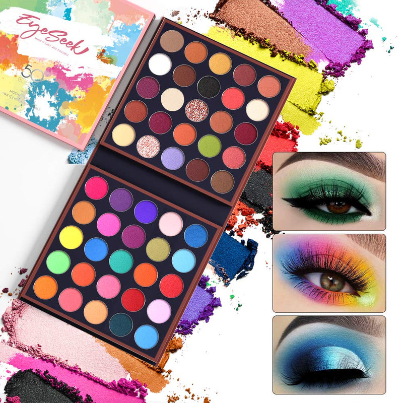 EYESEEK Eyeshadow Palette Matte 50 Colors High Pigmented Colorful Eyeshadow Makeup Palette Shimmer Bright Color Eye Shadow Powder Easy To Blend Long Lasting Waterproof Makeup Pallet