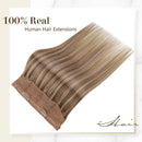 RUNATURE Halo Hair Extensions Real Human Hair 20 Inch Highlight Blonde Hair Extensions Halo Hair Straight HairHalo Extensions for Women RUNATURE Store