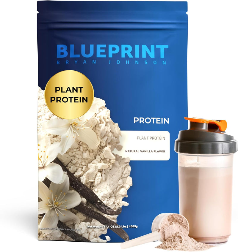 Blueprint by Bryan Johnson Vegan Protein Meal Replacement – Plant Based Hemp Protein with 27g Protein Per Serving – Low Calorie, Flavored Protein for Women & Men – Dairy Free – 15 Servings - Banana Infinity Warehouse