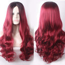 23" Natural Full Wigs Hair Long Wavy Wig Synthetic Heat Resistant (Ombre Red) Rswsp