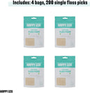 Happy Eco - Natural Dental Floss Picks (200count) - BPA Free, Vegan, Sustainable Flossers for Eco-Friendly Teeth Cleaning- Pack of 4 (200 Count Mint, Charcoal) (Mint, Single Thread) HAPPY ECO Store