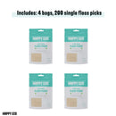 Natural Dental Floss Picks (200 Ct) - Vegan, Sustainable, Eco-Friendly Floss Sticks for Adults and Kids with Dental Pick - Plaque Remover for Teeth Cleaning - Tooth Picks Flossers HAPPY ECO