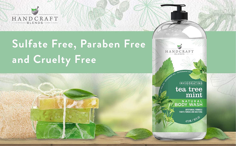Handcraft Tea Tree Mint Body Wash 16 oz - Extra Strength Body Wash For Athletes Foot, Nail Fungus, Itchy Skin, Jock Itch, Acne and Eczema - Tea Tree Mint Body Wash For Men & Women Handcraft Blends Store