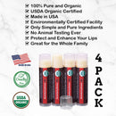 USDA Organic Lip Balm 4-Pack by Earth's Daughter - Strawberry Flavor, Beeswax, Coconut Oil, Vitamin E - Best Lip Repair Chapstick for Dry Cracked Lips. Earth's Daughter Store