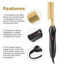 Hot Comb Hair Straightener, Electric Heating Comb, Portable Travel Anti-Scald Beard Straightener Press Comb, Ceramic Comb Security Portable Curling Iron Heated Brush REDESS