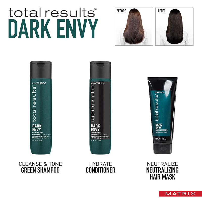 MATRIX Total Results Dark Envy Color-Depositing Green Shampoo | for Neutralizing Red Undertones in Dark Brown or Black Hair | Cool, Glossy Finish martinandmark.com