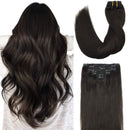 Doores Hair Extensions Clip in Human Hair Dark Brown 18 Inch 120g 7pcs Real Hair Extensions Straight Remy Clip in Human Hair Extensions Thick DOORES Store