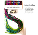 Tie Dye Feather Hair Extensions, 100% Real Rooster Feathers, 20 Long Thin Loose Individual Feathers, By Feather Lily Feather Lily