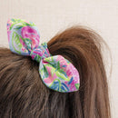 Lilly Pulitzer Women's Pink/Blue/Green Hair Tie Scrunchie with Bow Detail, Totally Blossom Lilly Pulitzer