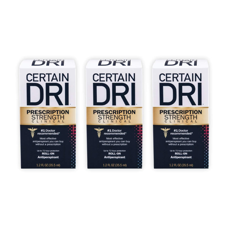 Certain Dri Prescription Strength Clinical Antiperspirant, 72 Hour Protection from Excessive Sweating, 1.2 Fl Oz (Pack of 3) Certain Dri Store
